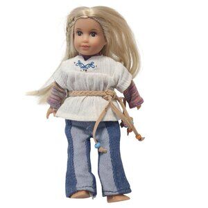 American Girl Mini Julie Albright Doll 6” Tall Hippies 1970s Style Long Blonde